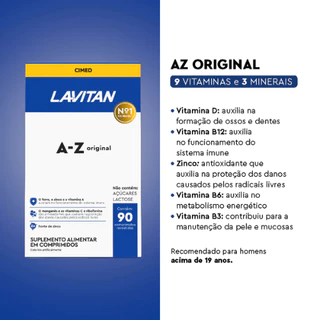 Suplemento Vitamínico LAVITAN A-Z Original com 90 Comprimidos Revestidos.