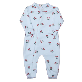 Macacão de Soft para Menina Cerejinhas Sublimado Quentinho RN ao GG - Macacão Infantil Cerejinha