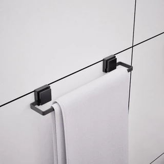 Porta Toalha Banheiro Ventosa Decoração Elegante Preto
