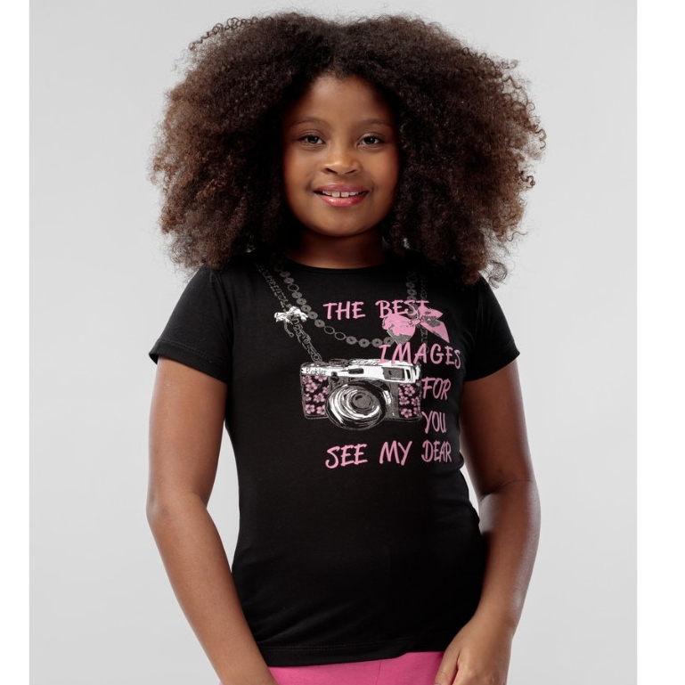 kit com 5 Blusa com estampa infantil menina Sortido