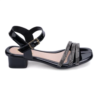 Sandália Infantil Menina Fashion Verniz Tiras De Strass Brilho