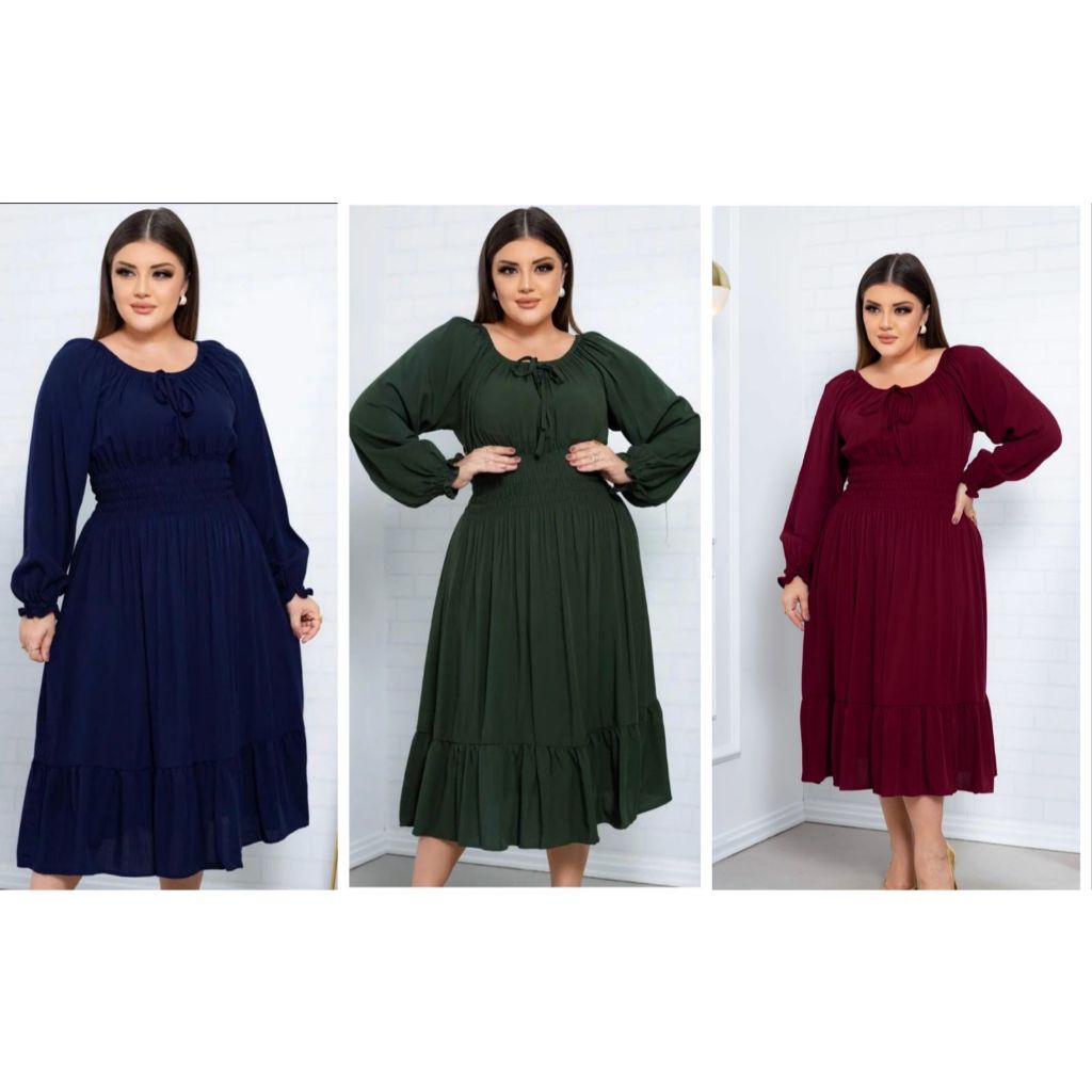 Vestido midi manga longa moda modesta evangelica | Shopee Brasil