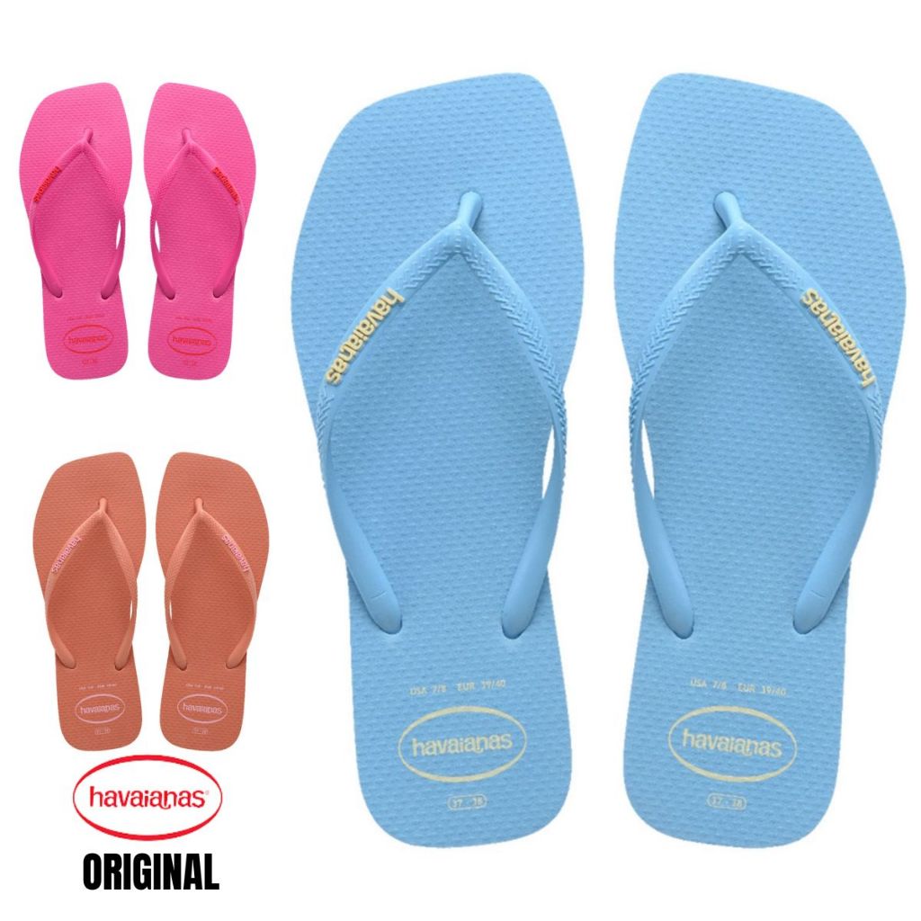 Chinelo Havaianas Slim Square Logo Pop Up Bico Quadrado Feminino ...