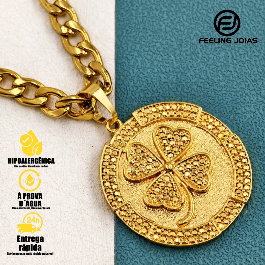 Colar de Moeda - Antiga com Corrente Multicamadas: Beleza e Significado em Joias de Ouro 18K