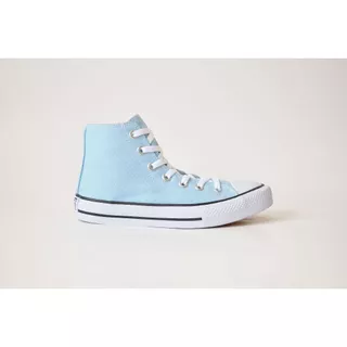 Tênis Rock Star Cano Alto Botinha Em Lona Tradicional Azul Bebê