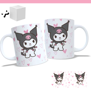 Caneca personalizada Hello kitty - Kuromi + Embalagem branca de presentes