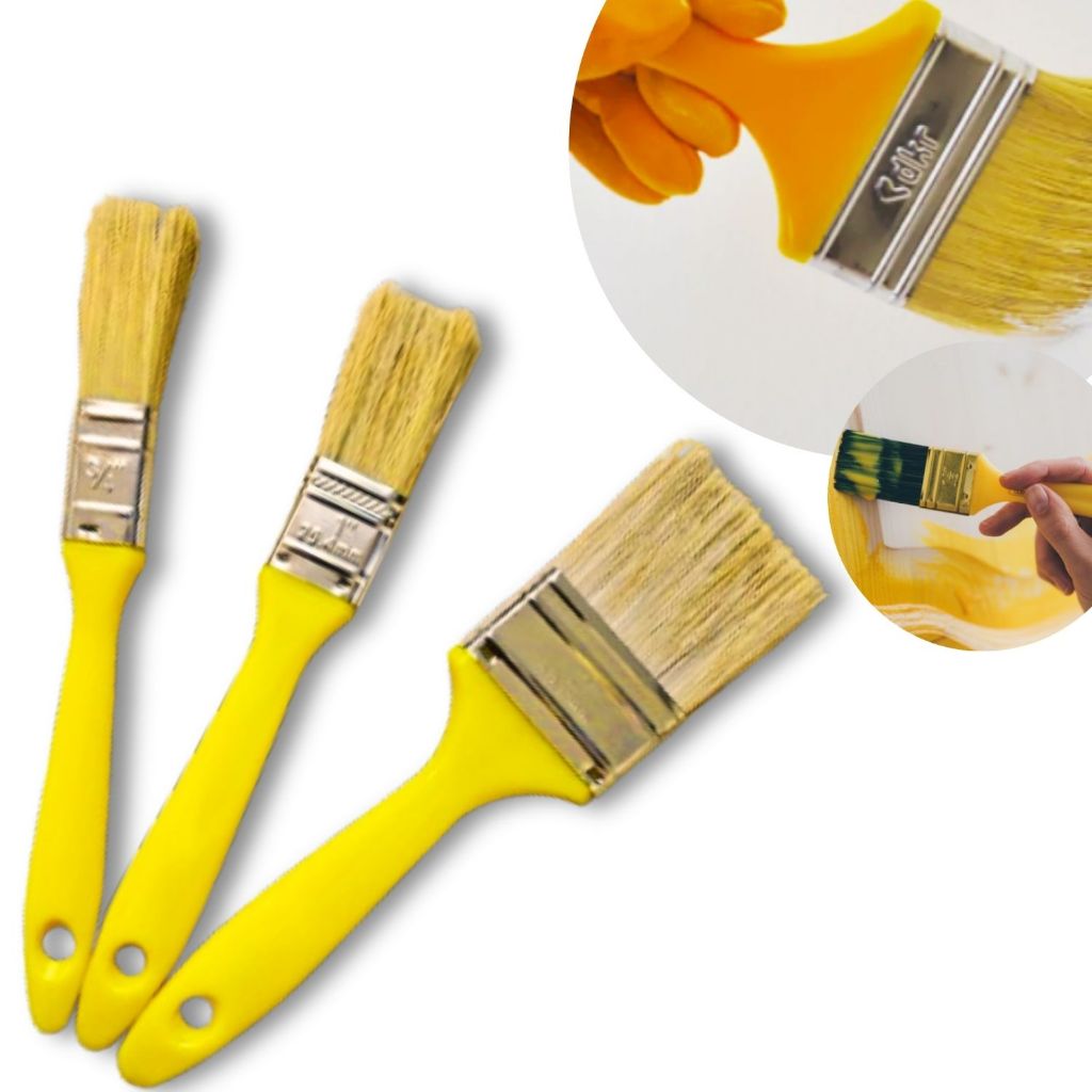 Kit Trincha Pincel para Pintura Parede Profissional Cabo Amarelo ...