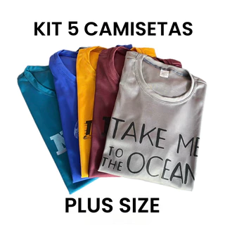 Kit 5 Camisetas Masculinas Plus Size G1 G2 G3 Promoção Camisas Preço Baixo