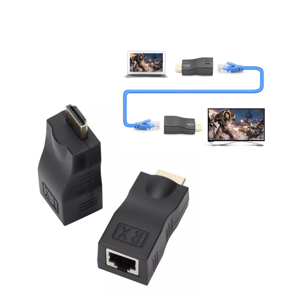 Extensor HDMI LAN Para Cabo RJ-45 30 Metros Cat5e Cat6 - Escorrega o Preço