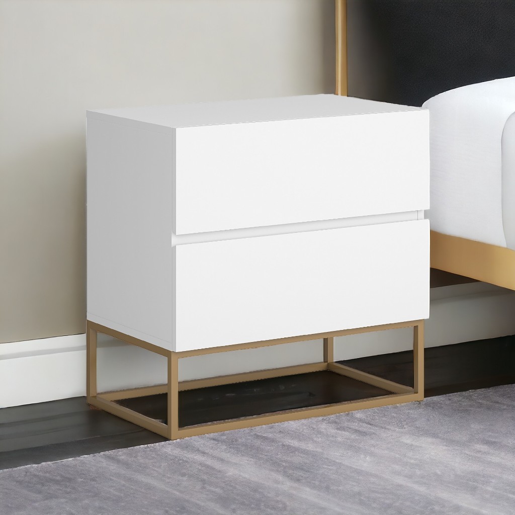 Mesa De Cabeceira Eros 45cm Móvel Luxuoso Com Praticidade De 2 Gavetas