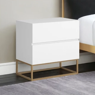 Mesa De Cabeceira Eros 45cm Móvel Luxuoso Com Praticidade De 2 Gavetas