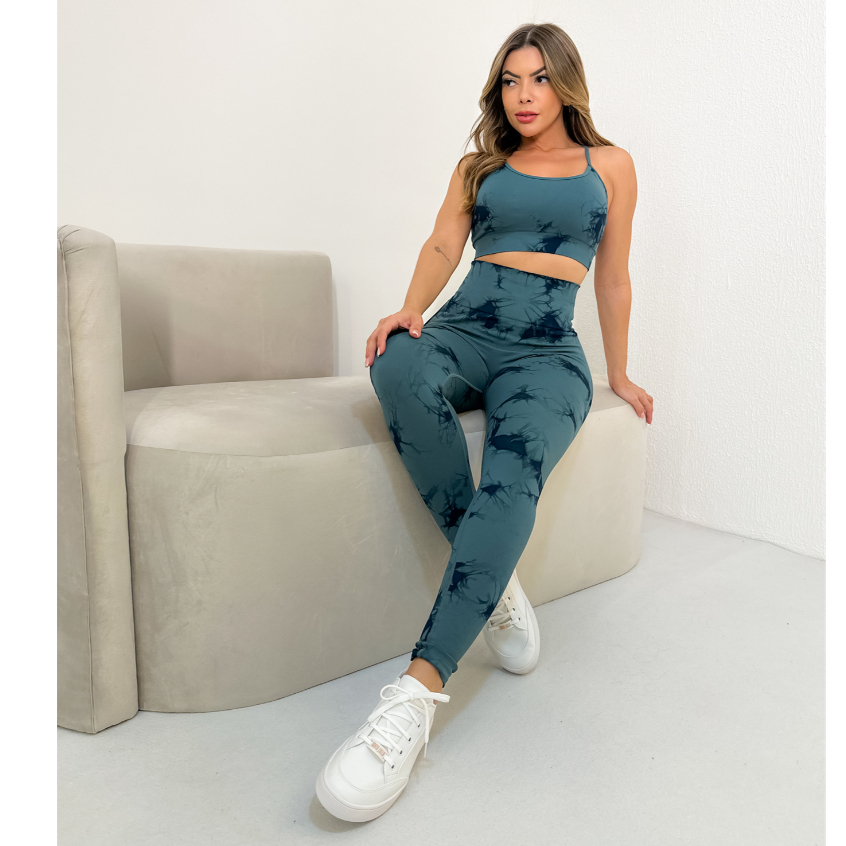 Conjunto Poliamida Feminino Esportivo Importado Cropped e Legging 3RD SD1201