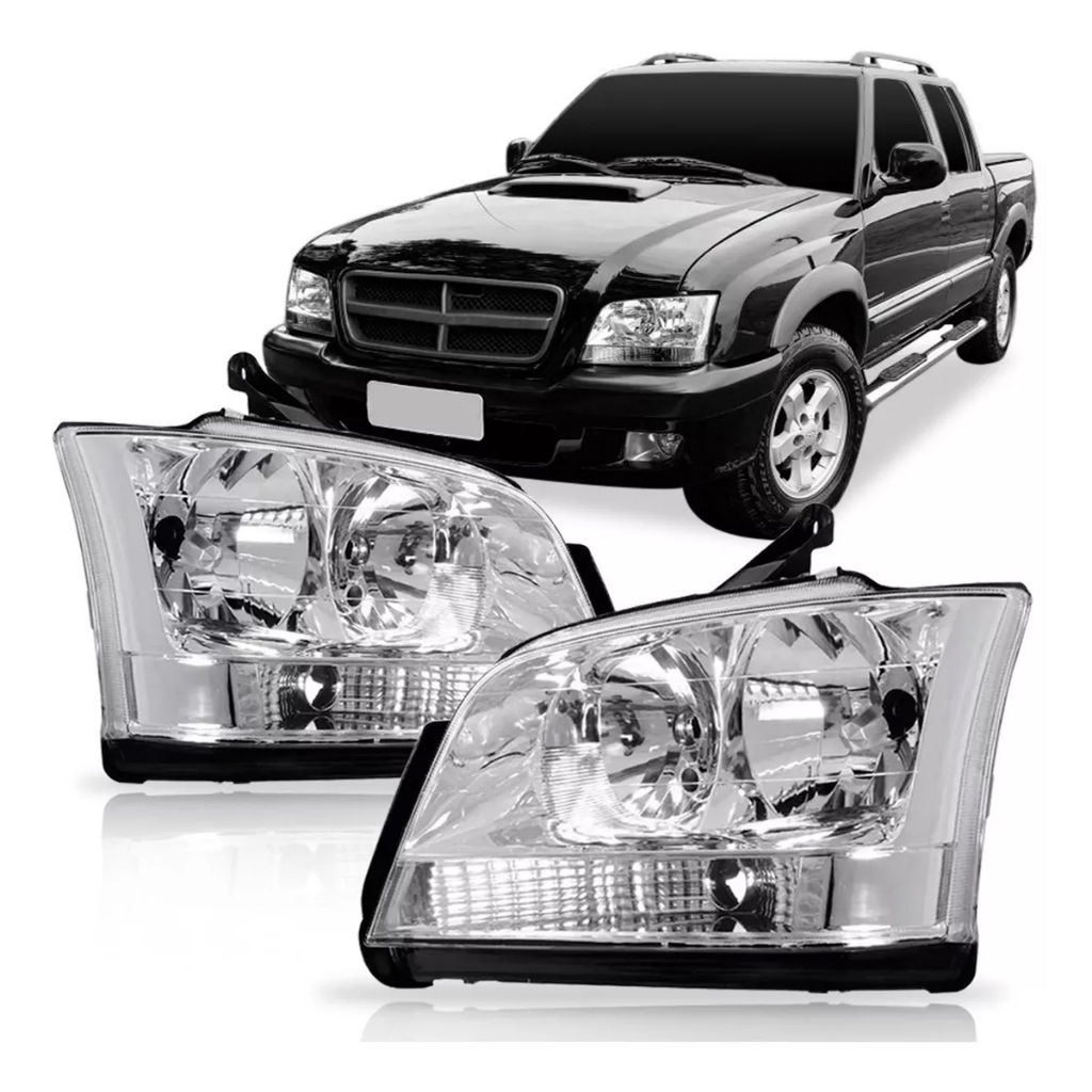 Par Farol Camionete S10 Blazer Pit Bull Pisca Cristal 01 02 03 04 2005 ...