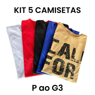 kit 5 Camisetas Masculinas Variadas P ao G3 Promocional