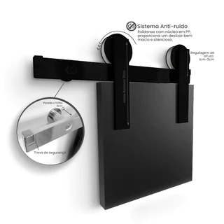 Kit Trilho Porta De Correr Roldana Aparente 1.50mt até 80kg