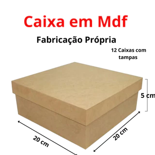 Caixa em mdf 20x20x5 12 Peças Lembrancinhas Casamentos Decoração Padrinhos