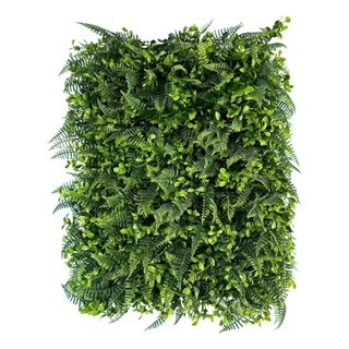 Placa de Mini Samambaia Eucalipto Luxo 40x60 Jardim Vertical Artificial Parede Verde Muro Ingles