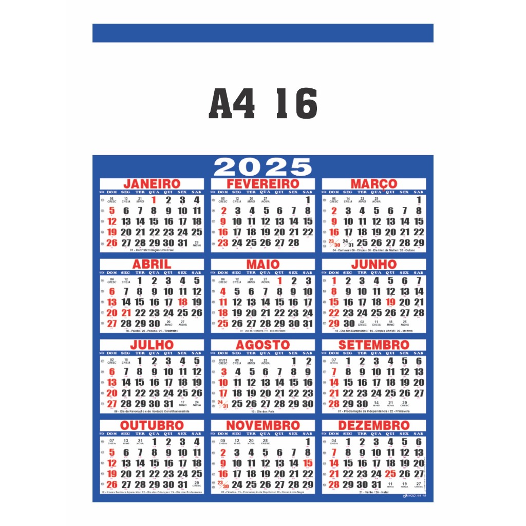 200 Calendários 2025 Folhinha Sem Personalização A4 Para Revenda ...
