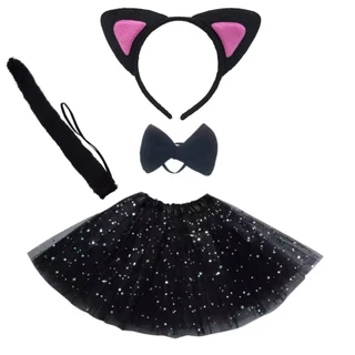 Fantasia Infantil Cosplay Zebrinha Tiara Gravata Rabo E Saia Tule Preta com Brilho