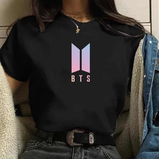 Blusa BTS camiseta feminina preta de algodão kpop bts blackpink Promoção