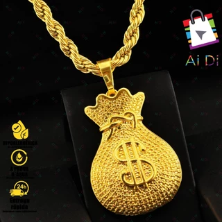 Colar Masculino com Corrente de 4mm e Pingente de Malote - Banhado a Ouro 18K, Presente de Namorados