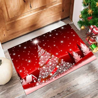 Tapete de Porta Natal Capacho Decorativo Entrada Natalino 58cm x 38 cm Colorido