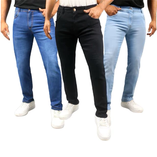 Kit 3 Calça Jeans Masculina Slim Elastano Skinny Ducam