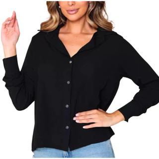 Camisa Feminina Social Manga Longa Sofisticada Passa Fácil