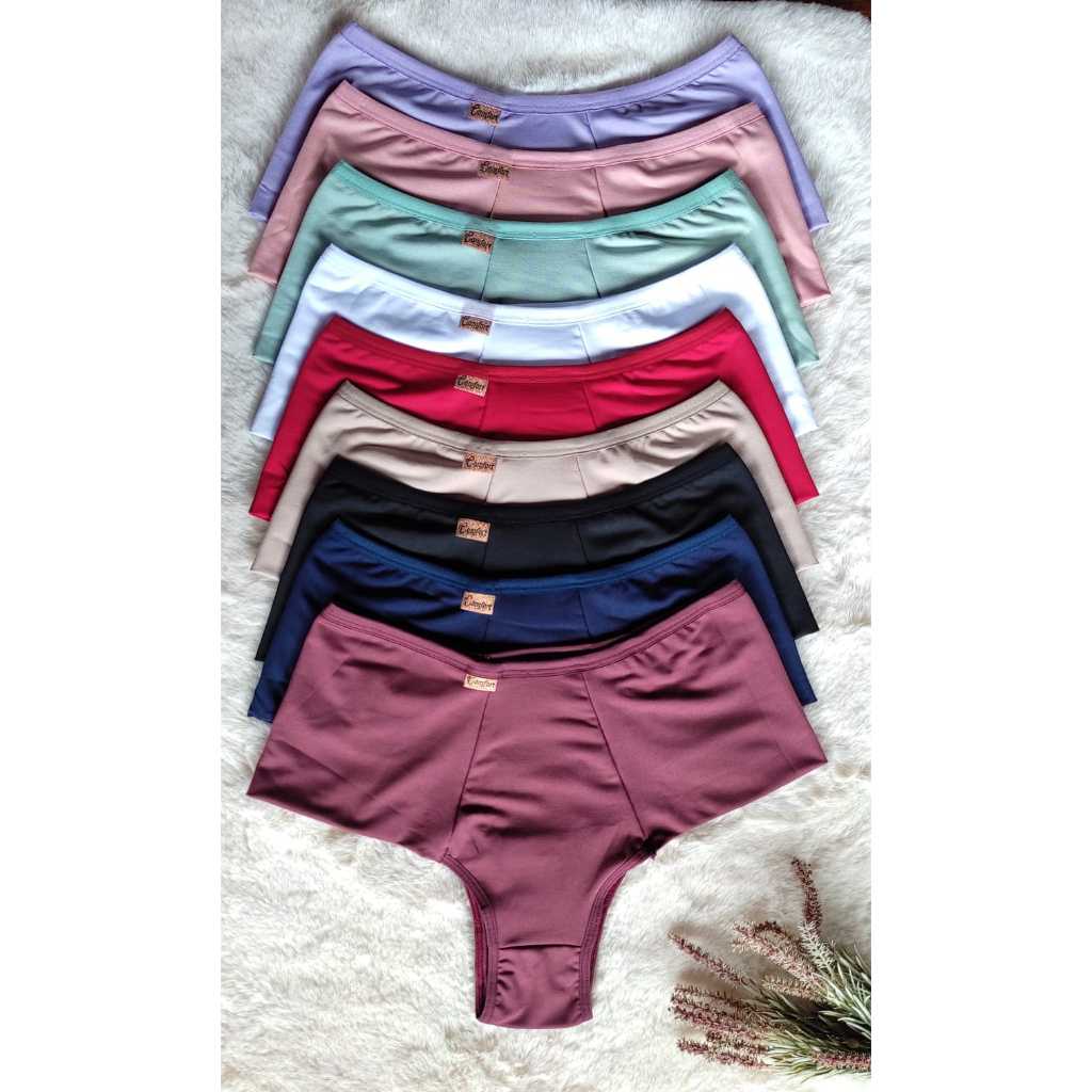 Kit com 10 Calcinhas Cintura Alta Microfibra Lateral Dupla Não marca