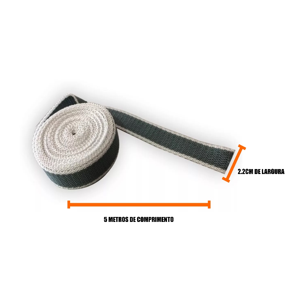 Fita/Cadarço/Corda de substituição cinza para persiana integrad/externa - 5 Metros, 2,2cm de Largura