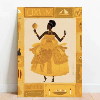 Quadro Placa Oxum Orixá Umbanda Candomblé Decorativo Oxalá Com Moldura 01