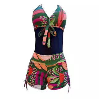 Conjunto maiô. com short com ajustes nas laterais