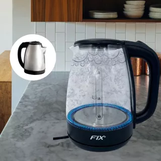 Chaleira Jarra Garrafa Elétrica Inox Vidro Aquecedor de Água Café Chá