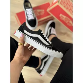 Tênis Old Skool Preto Unissex Tradicional Leve Confortável Promoção