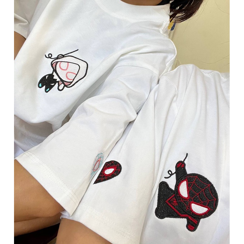 Camiseta bordada Miles Morales ou Gwen Homem Aranha Casal