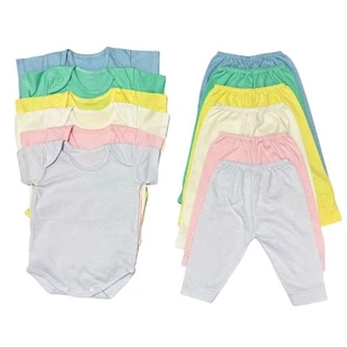 Kit 4 Peças Mijão Calça e Body Malha Tamanhos P/M/G Bebê Menina e Menino