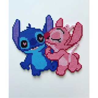 ímã / totem casal Stitch e Angel em Pixel Art