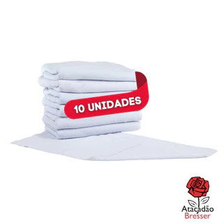 Kit com 10 Panos de Prato PÉ DE GALINHA Branco Liso 100% Algodão Pronta Entrega