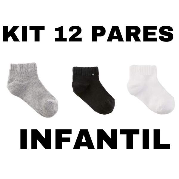 12 Pares de Meias infantil criancas de 3 a 12 anos