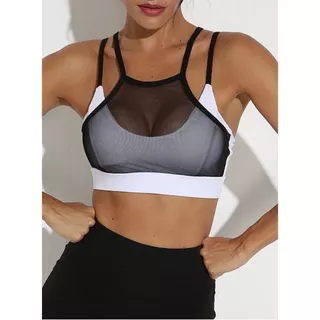 Top Fitness Double com detalhe em Tule