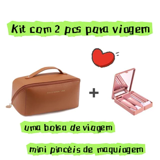 Bolsa de maquiagem +mini pincéis de maquiagem para viagem