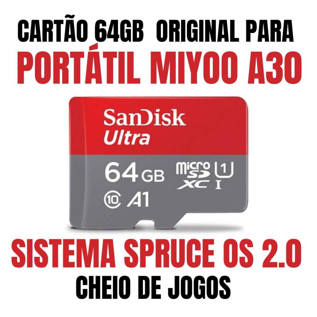 Cartão Micro Sd Original 64GB Com Sistema Spruce OS + Jogos Para Console Portátil Miyoo A30