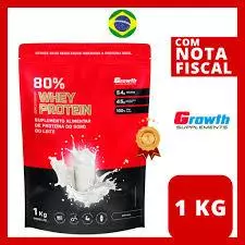 Whey Protein Concentrado 80% Proteína Pura 1kg - Growth Supplements Original