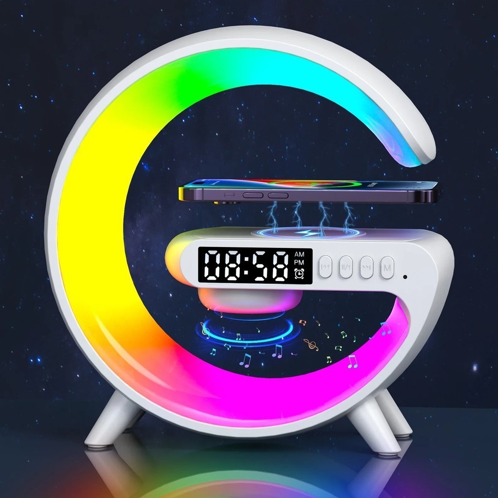 G-Speaker Smart Station Mini - Luminária Bluetooth Inteligente Carregador Sem Fio Alarme Luz RGB