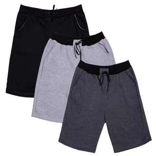 Kit 3 Bermudas Moletom Masculina Casual Básica Com Amarração Shorts Treino Academia