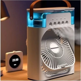 Mini Branco Ar Condicionado Climatizador Umidificador Ventilador Agua E Gelo Com LED Portátil
