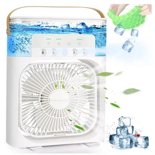 Refrigerador De Ar Ventilador Umidificador Portátil Com Led Reservatório De Água Led Tipo C USB