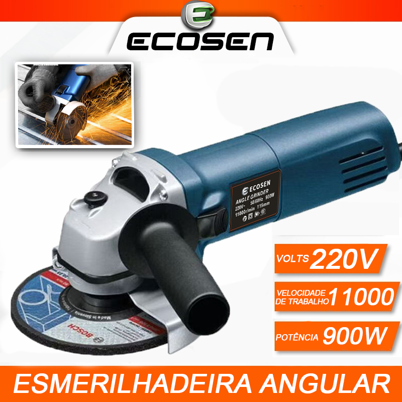 Esmerilhadeira Lixadeira Angular 900w 115mm 4.1/2 11000rpm Ecosen