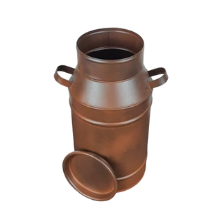 Latão de Leite Aço Cortem Decorativo em Metal Galvanizado - 34cm