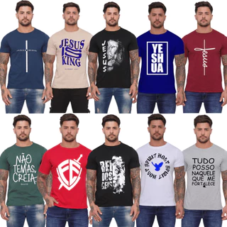 Kit 10 Camisa Blusa Unissex Poliéster Cristã Varias Cores Alta Qualidade